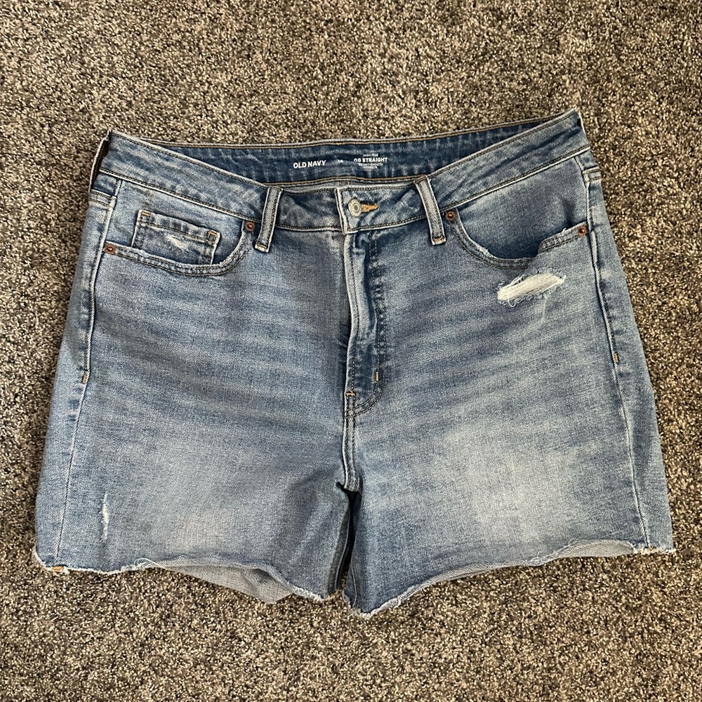 Old Navy Blue Jean Shorts Mid-Rise Distressed